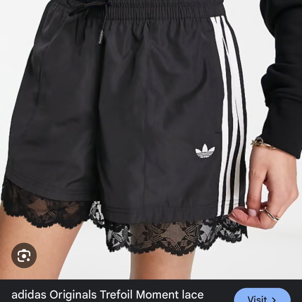 NWT Adidas Black Lace Trim Athletic Shorts XS